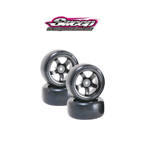 Sweep D High-End Compound Pre-Glued M-Chassis Tires (D-32deg | 4pcs | Black Wheels)