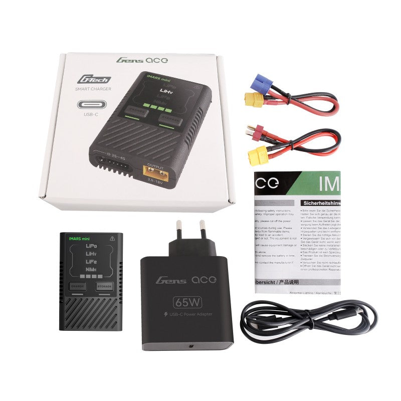GensAce Ladegeraet iMars Mini USB-C 2-4S mit Netzteil 65W (EU)