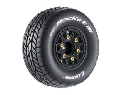 SC-Rocket Reifen M supersoft/Felge schwarz 12/14/17mm (2) LOUISE 1/10 Short-Course Oval (tauschbare Radmitnehmer)