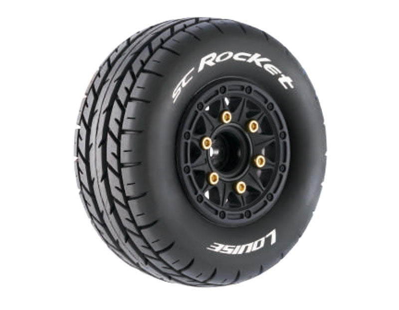 SC-Rocket Reifen soft auf Felge schwarz 12/14/17mm (2) LOUISE 1/10 Short-Course (tauschbare Radmitnehmer)