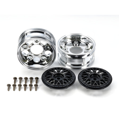 Tamiya 54794 Felgen 2-teilig Y-Speiche chrom/schwarz 26mm (2)