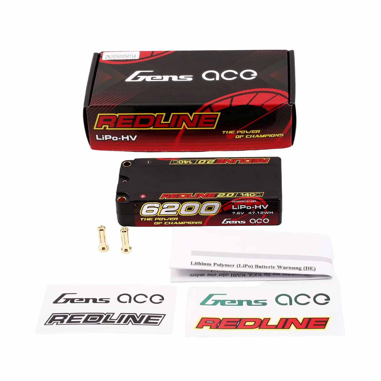 GensAce Redline 2.0 Mid Size 2S HV 7.6V-140C-6200 113x47x22mm 228g