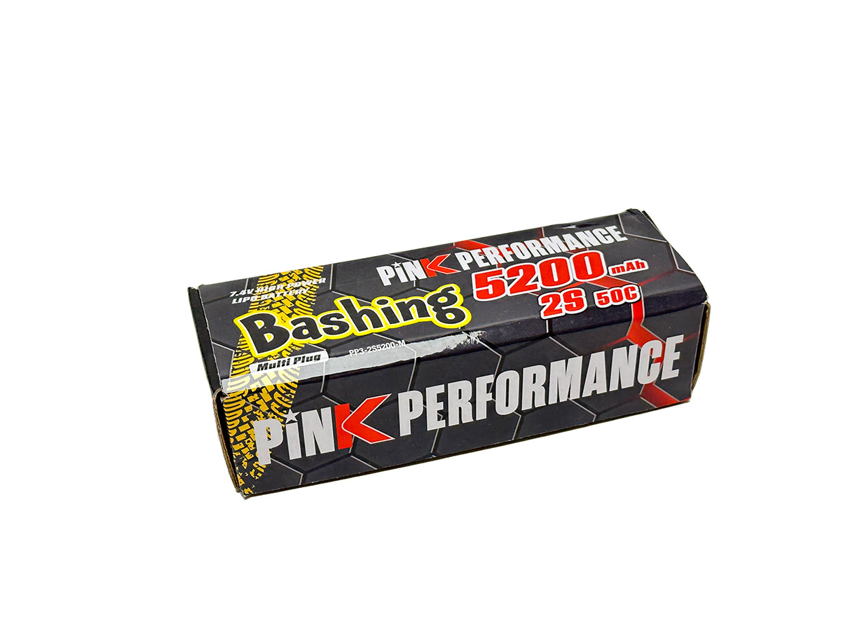 Batterie LiPo rose pour bashing 2S 7,4 V - 5200 mAh - 50C (Multicolore) 139 x 47 x 25 mm 310 g