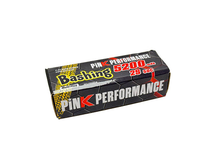 Batterie LiPo rose pour bashing 2S 7,4 V - 5200 mAh - 50C (Multicolore) 139 x 47 x 25 mm 310 g