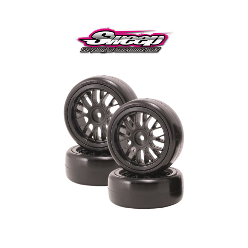 Sweep QTS-32 Low Profile Carpet Tires w/ BBS Spoke Wheels Pre-Glued Set 32deg (SQT-32+EXP-LS+SSW-SWB)