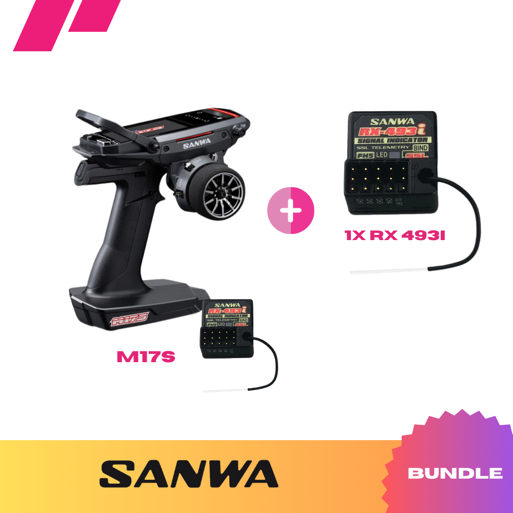Sanwa M17S Fernsteuerung inkl. RX-493i Empfänger + RX-493i Empfänger (Bundle) - RCXX - RC Racing Shop | RC Models | Tuning & Spare Parts for Professionals